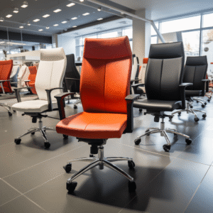 orange and black office operator chairs
